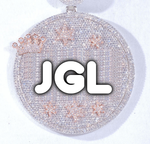 CUSTOM LETTER NECKLACE 3D BIG CROWN DISC