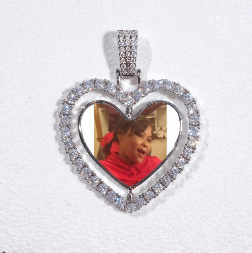 3D Spinning 2-Faced Heart Custom Picture Pendant