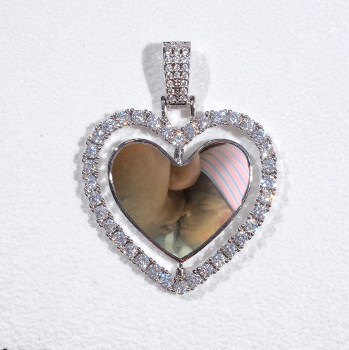3D Spinning 2-Faced Heart Custom Picture Pendant