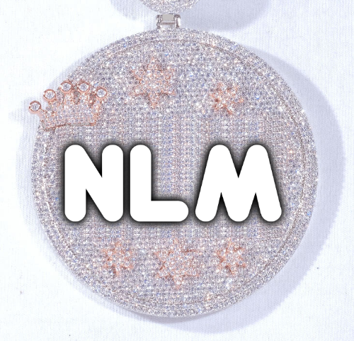 CUSTOM LETTER NECKLACE 3D BIG CROWN DISC