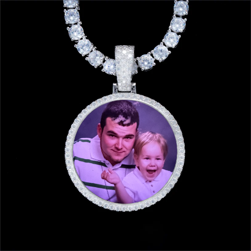 925S & VVS Moissanite 3D Circle Custom Picture Pendant