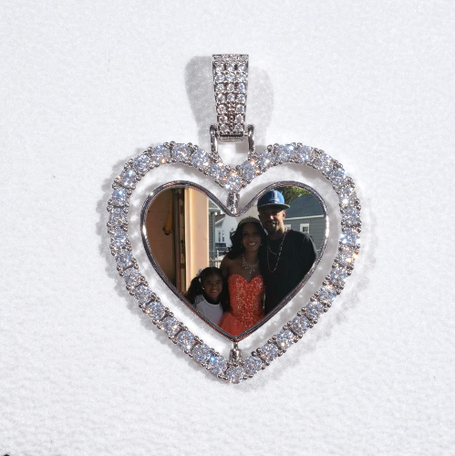 3D Spinning 2-Faced Heart Custom Picture Pendant