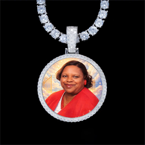 925S & VVS Moissanite 3D Circle Custom Picture Pendant