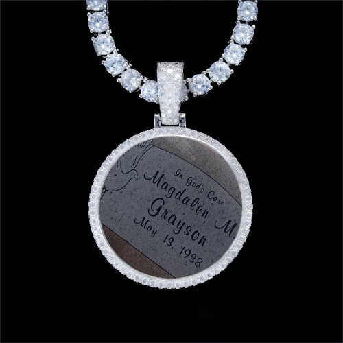 925S & VVS Moissanite 3D Circle Custom Picture Pendant