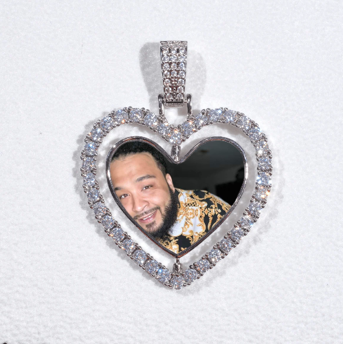 3D Spinning 2-Faced Heart Custom Picture Pendant