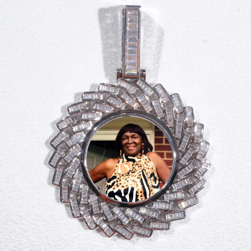 Large 3D Baguette Custom Picture Pendant