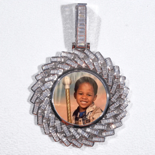 Large 3D Baguette Custom Picture Pendant