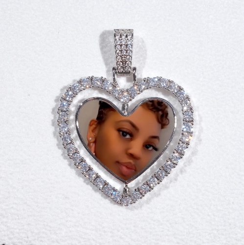 3D Spinning 2-Faced Heart Custom Picture Pendant