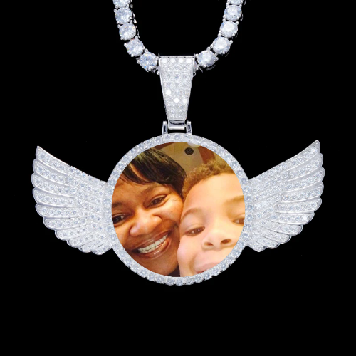 925S & VVS Moissanite 3D Wing Custom Picture Pendant
