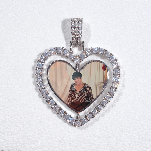 3D Spinning 2-Faced Heart Custom Picture Pendant