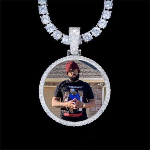 925S & VVS Moissanite 3D Circle Custom Picture Pendant