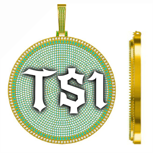 CUSTOM LETTER NECKLACE 3D BIG DISC