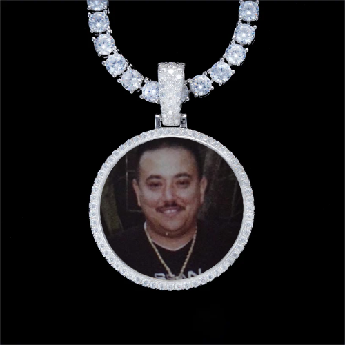 925S & VVS Moissanite 3D Circle Custom Picture Pendant