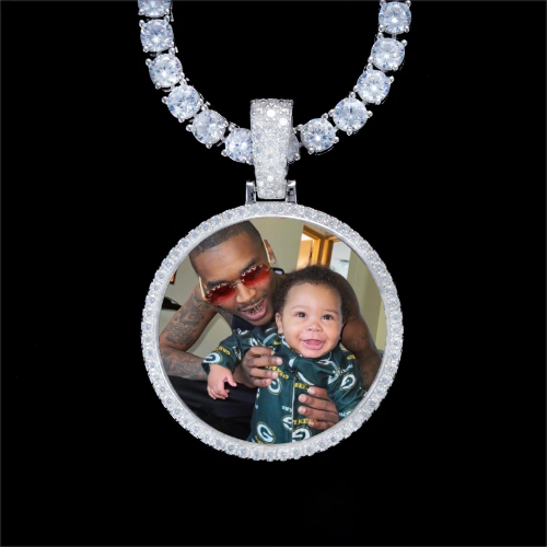 925S & VVS Moissanite 3D Circle Custom Picture Pendant