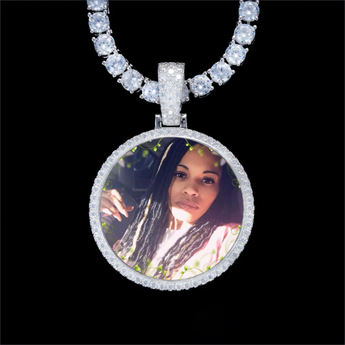 925S & VVS Moissanite 3D Circle Custom Picture Pendant