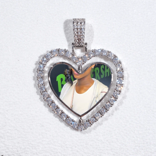 3D Spinning 2-Faced Heart Custom Picture Pendant