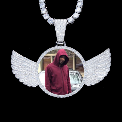 925S & VVS Moissanite 3D Wing Custom Picture Pendant