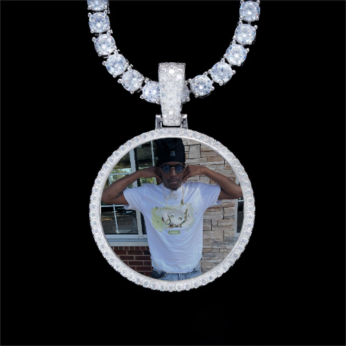 925S & VVS Moissanite 3D Circle Custom Picture Pendant