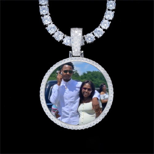 925S & VVS Moissanite 3D Circle Custom Picture Pendant