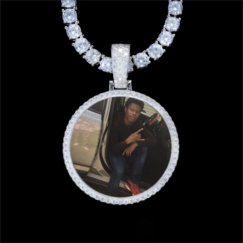 925S & VVS Moissanite 3D Circle Custom Picture Pendant
