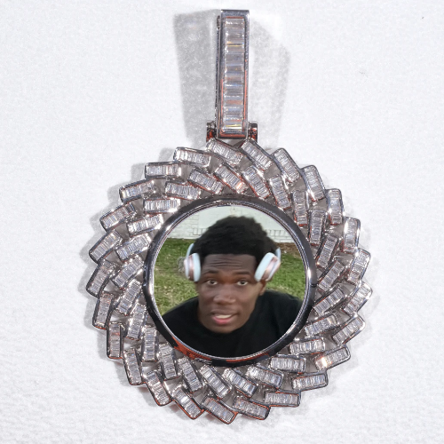 Large 3D Baguette Custom Picture Pendant