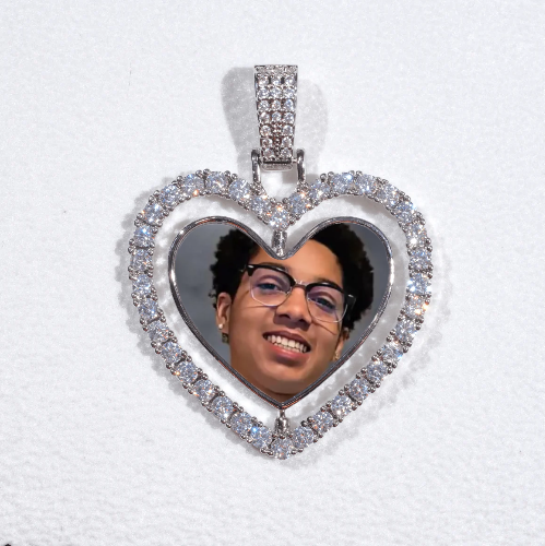3D Spinning 2-Faced Heart Custom Picture Pendant