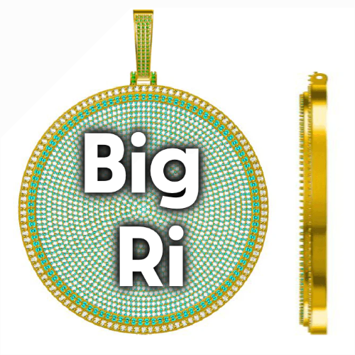 CUSTOM LETTER NECKLACE 3D BIG DISC