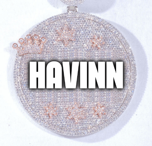 CUSTOM LETTER NECKLACE 3D BIG CROWN DISC