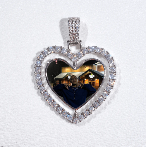 3D Spinning 2-Faced Heart Custom Picture Pendant