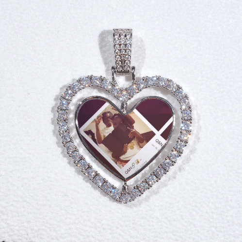 3D Spinning 2-Faced Heart Custom Picture Pendant