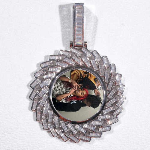 Large 3D Baguette Custom Picture Pendant