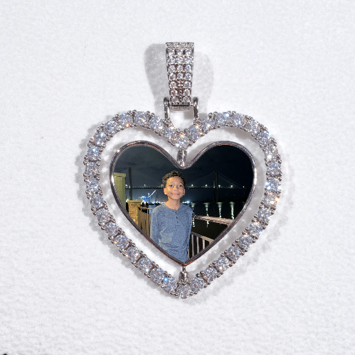 3D Spinning 2-Faced Heart Custom Picture Pendant