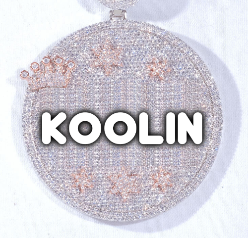 CUSTOM LETTER NECKLACE 3D BIG CROWN DISC