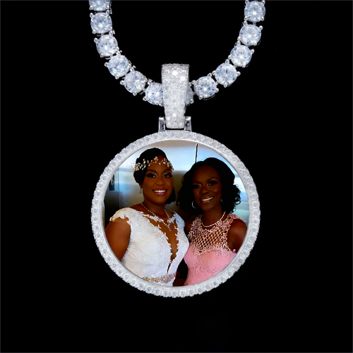 925S & VVS Moissanite 3D Circle Custom Picture Pendant