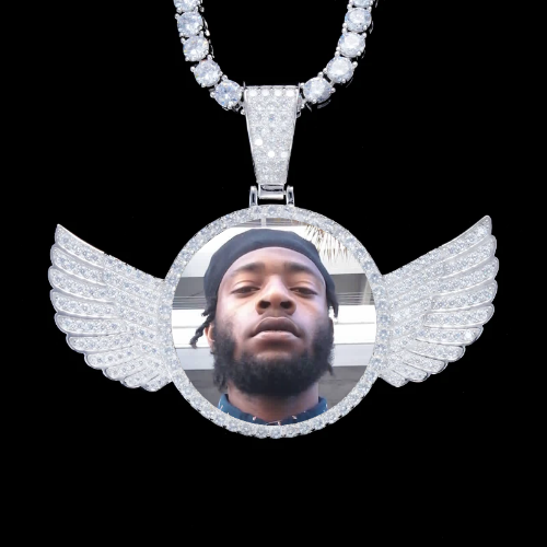 925S & VVS Moissanite 3D Wing Custom Picture Pendant