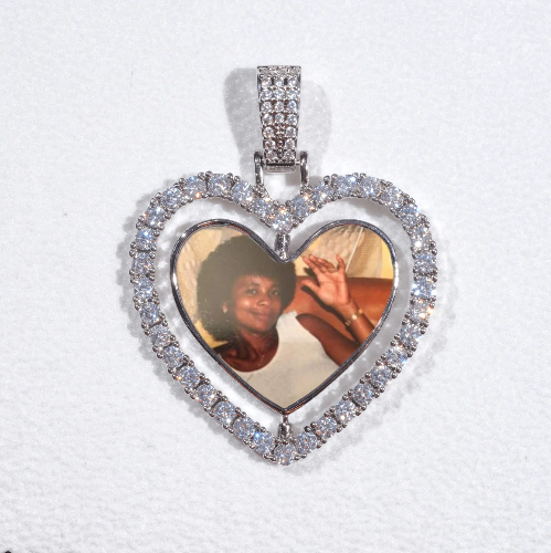 3D Spinning 2-Faced Heart Custom Picture Pendant