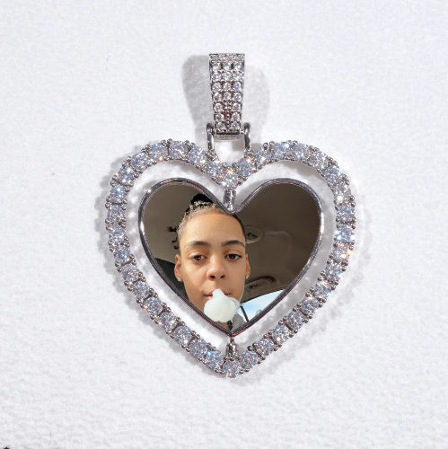 3D Spinning 2-Faced Heart Custom Picture Pendant