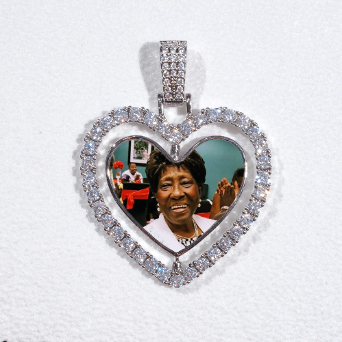 3D Spinning 2-Faced Heart Custom Picture Pendant