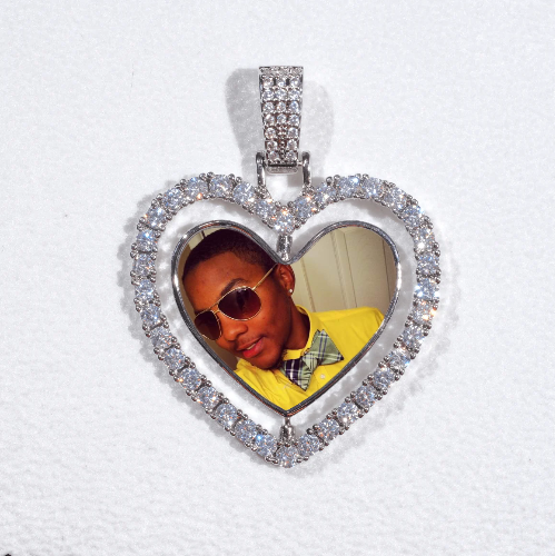 3D Spinning 2-Faced Heart Custom Picture Pendant