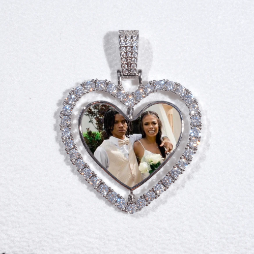 3D Spinning 2-Faced Heart Custom Picture Pendant