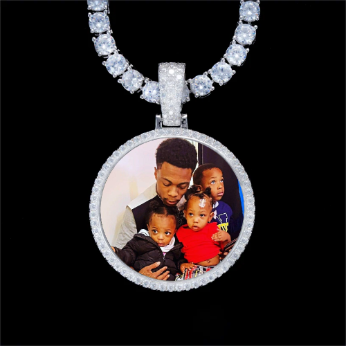 925S & VVS Moissanite 3D Circle Custom Picture Pendant