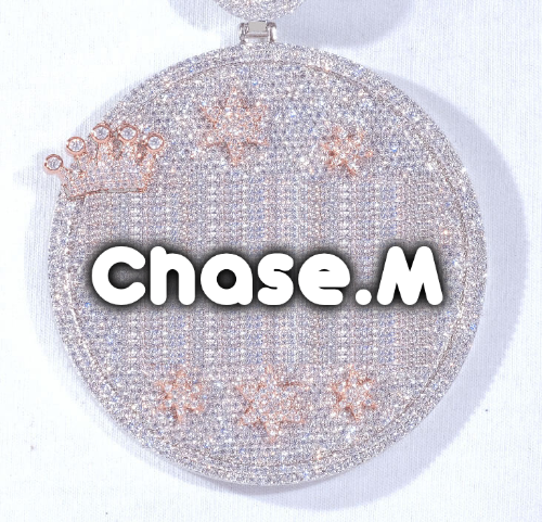 CUSTOM LETTER NECKLACE 3D BIG CROWN DISC