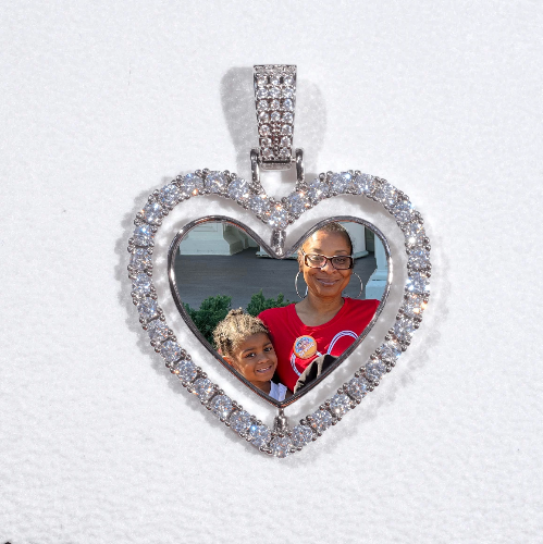 3D Spinning 2-Faced Heart Custom Picture Pendant
