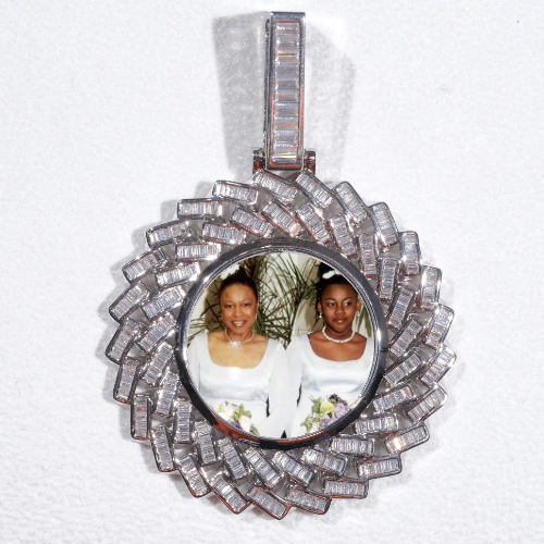 Large 3D Baguette Custom Picture Pendant