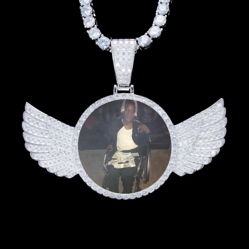 925S & VVS Moissanite 3D Wing Custom Picture Pendant