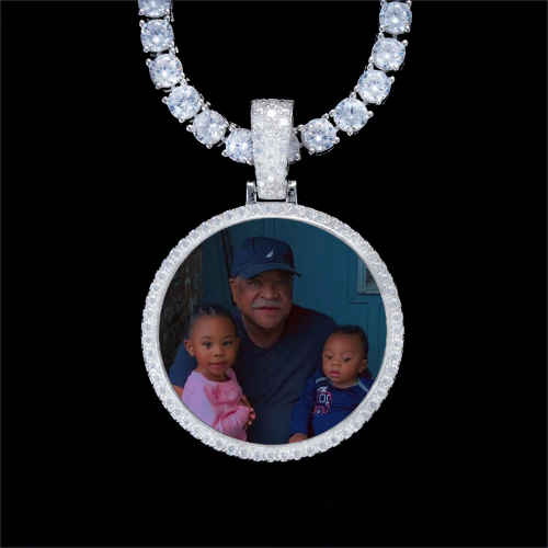 925S & VVS Moissanite 3D Circle Custom Picture Pendant