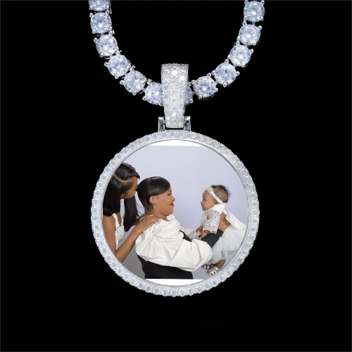 925S & VVS Moissanite 3D Circle Custom Picture Pendant