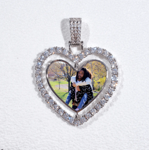 3D Spinning 2-Faced Heart Custom Picture Pendant