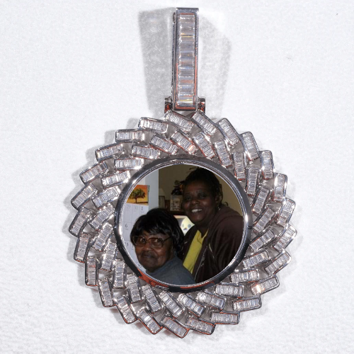 Large 3D Baguette Custom Picture Pendant