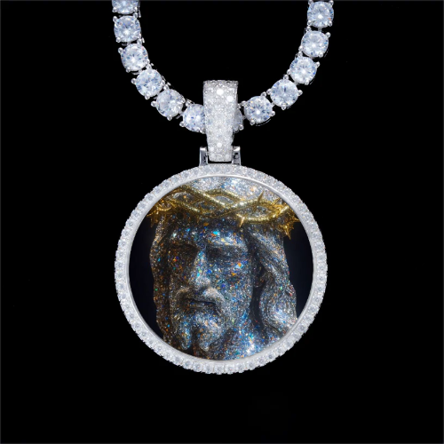 925S & VVS Moissanite 3D Circle Custom Picture Pendant
